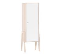 Calicosy Armoire Spot 1 Porte - 3 Étagères Intérieures - Style Scandinave - Bois PEFC - Blanc et Bois - Meuble de Rangement - pour Salon, Chambre, Entrée - 49,5 x 40 x H150 cm
