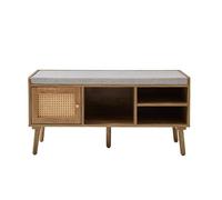 CALICOSY - Banc à chaussures 1 porte avec façade en rotin L100 cm PALMO - Bois clair