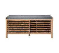 CALICOSY - Banc à chaussures 2 portes coulissantes à lames ajourées L112 cm LIAM - Bois foncé