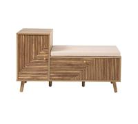 CALICOSY - Banc à chaussures 2 portes façades lamellées L101 cm - EDEN - Bois clair