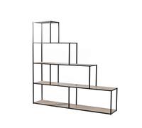 Calicosy - Bibliothèque 5 Niveaux Design Escalier - A Poser au Sol - Style Industriel - Bois et Métal - Meuble Gain de Place pour Salon, Chambre, Bureau - L160 x P30 x H157 cm