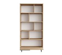 Calicosy Bibliothèque avec 1 Rangement Fermé Décor Bois Noyer L83,9 Cm - en Panneaux De Particules - Style Contemporain - pour Salon - L83,9 X l29,5 X H175,6 Cm