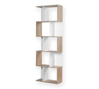 Calicosy - Bibliothèque Multi-Cases de Rangement - Style Tendance Bois et Blanc - Nombreux Rangements - Meuble pour Salon, Chambre, Entrée - L 60 x P 24 x H180 cm