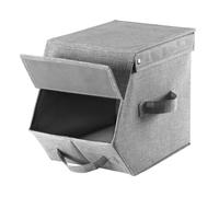 Calicosy Boîte de Rangement avec Couvercle et Rabat - Carton 1000gr, MDF, Intissé, Polyester - Gris - Pour Chambre, Dressing - L19 x l35 x H24 cm