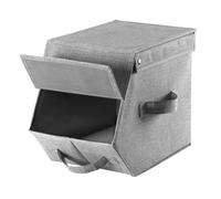CALICOSY - Boîte de rangement avec couvercle et rabat - L19 cm - Gris