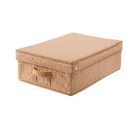 Calicosy - Boîte de Rangement avec Couvercle - Tissu Bouclette Beige - avec Poignées - pour Salon, Dressing, Chambre - L 31,5 x P 48 x H 15 cm