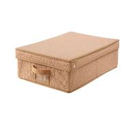 CALICOSY - Boîte rangement avec couvercle tissu bouclette beige - L31 5 cm - Beige