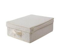 Calicosy Boîte Rangement avec Couvercle Tissu Bouclette Écru - Boîte Pratique et Élégante - Rangement Multifonction - Chambre, Salon, Dressing - P 31,5 x L 48 x H 15 cm