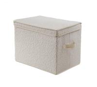 CALICOSY - Boîte rangement haute avec couvercle tissu bouclette écru - H30 cm - Écru