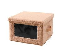 CALICOSY - Boîte rangement tissu bouclette beige avec fenêtre - L40 cm - Beige