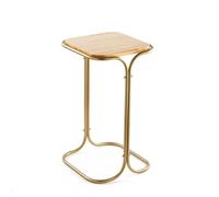 CALICOSY - Bout de canapé avec plateau rectangle en Métal H52 cm - ELI - Doré/ Bois