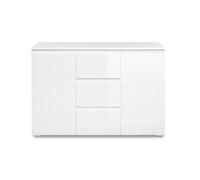 CALICOSY - Buffet 2 Portes 3 Tiroirs Blanc L120 cm - PRETORIA - Blanc