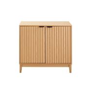 CALICOSY - Buffet 2 portes avec façades effet vague L80 cm - BOLOGNE - Bois clair