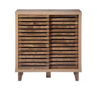 CALICOSY - Buffet 2 portes coulissantes à lames ajourées L80 cm LIAM - Bois foncé