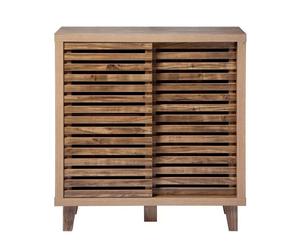 CALICOSY - Buffet 2 portes coulissantes à lames ajourées L80 cm LIAM - Bois foncé