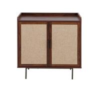 CALICOSY - Buffet 2 portes décor noyer avec façades en tissu L80 cm - JETSON - Bois foncé