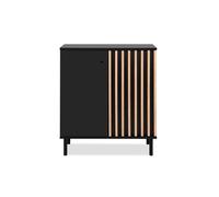 CALICOSY - Buffet 2 Portes Noir et Bois L80 cm - MONZA - Noir