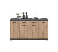 CALICOSY - Buffet 2 Tiroirs 4 Portes L160 cm - Bristol - Chêne artisan-Chêne artisan