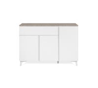 CALICOSY - Buffet 3 portes, 1 tiroir L133 cm - BERTRIX - Blanc-Blanc