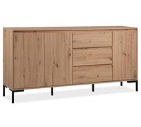 Calicosy Buffet 3 Portes 3 Tiroirs et 2 Etagères Plock - en Panneaux de Particules - Décor Chêne Artisan - pour Salon, Salle à Manger - L170 x H87 x l40 cm