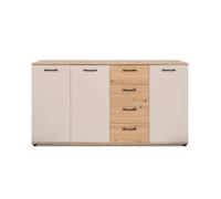 CALICOSY - Buffet 3 portes, 4 tiroirs effet chêne et cachemire L160 cm - LINO - Bois clair