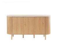 CALICOSY - Buffet 3 portes avec plateau effet travertin L160 cm - HELIOS - Bois clair