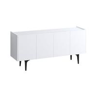 Calicosy Buffet 4 Portes Blanc Polaris - L150 cm - Gain de Place - en Panneaux de Particules Recouvert de Décor Mélaminé - pour Salon, Salle à Manger - l40 x L150 x H75 cm