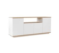 CALICOSY - Buffet 4 portes et 1 niche centrale L180 cm - ARISTA - Blanc / Chêne cadix-Blanc / Chêne cadix