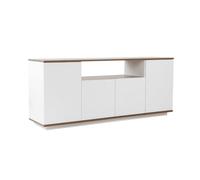 CALICOSY - Buffet 4 portes et 1 niche centrale L180 cm - ARISTA - Blanc / Noyer-Blanc / Noyer