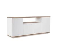 CALICOSY - Buffet 4 portes et 1 niche centrale L180 cm - ARISTA - Blanc/ Pin atlantique-Blanc/ Pin atlantique