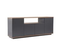 CALICOSY - Buffet 4 portes et 1 niche centrale L180 cm - ARISTA - Gris anthracite/ Pin atlantique-Gris anthracite/ Pin atlantique