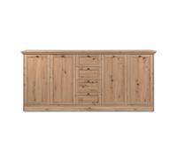 CALICOSY - Buffet 4 portes et 4 tiroirs avec poignées en métal L200 cm - TIMBER - Chêne