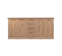 CALICOSY - Buffet 4 portes et 4 tiroirs avec poignées en métal L200 cm - TIMBER - Chêne