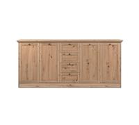 Calicosy Buffet 4 Portes et 4 Tiroirs avec Poignées en Métal L200 cm - Timber - Fabriqué à Partir de Panneaux de Particules - Couleur Chêne Artisan - pour Salon, Salle à Manger -