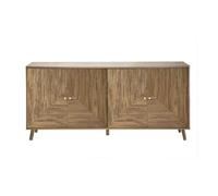 CALICOSY - Buffet 4 portes façades lamellées L156 cm - EDEN - Bois clair