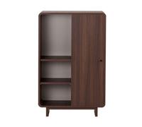 CALICOSY - Buffet haut 1 portes, 3 niches avec bords arrondis L70 cm - CELENA - Noyer
