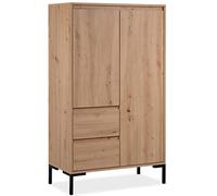 Calicosy Buffet Haut 2 Portes 2 Tiroirs et 2 Etagères Plock - en Panneaux de Particules - Décor Chêne Artisan - pour Salon, Salle à Manger - L81 x H139 x l40 cm