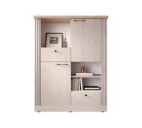 CALICOSY - Buffet haut 2 portes, 2 tiroirs et 3 niches H160 cm - COUNTRY - Blanc