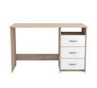 Calicosy Bureau 1 Niche 3 Tiroirs L123 cm - Aristote - Panneaux de Particules - Fabrication Française - Moderne - pour Chambre, Bureau - L123 x P50,1 x H76,5 cm