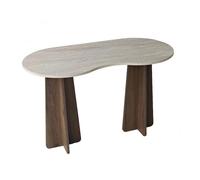 CALICOSY - Bureau avec plateau de forme organique L120 cm COMO - Noyer / Travertin
