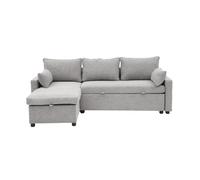 CALICOSY - Canapé convertible 3 places en tissu avec méridienne L219 cm - LOUISON - Gris