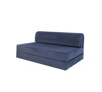 CALICOSY - Canapé convertible en tissu velours MAGIC - Bleu-Bleu