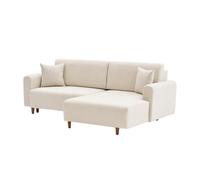 CALICOSY - Canapé d'angle convertible méridienne à droite en tissu L246 cm - MANE - Crème-Crème