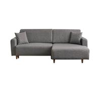 CALICOSY - Canapé d'angle convertible méridienne à droite en tissu L246 cm - MANE - Gris-Gris