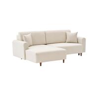 CALICOSY - Canapé d'angle convertible méridienne à gauche en tissu L246 cm - MANE - Crème-Crème