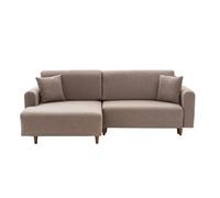 CALICOSY - Canapé d'angle convertible méridienne à gauche en tissu L246 cm - MANE - Taupe-Taupe