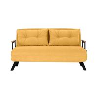 CALICOSY - Canapé lit 2 places convertible en tissu avec pieds en métal L133 cm - SANDO - Jaune-Jaune