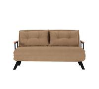 CALICOSY - Canapé lit 2 places convertible en tissu avec pieds en métal L133 cm - SANDO - Taupe