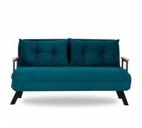 CALICOSY - Canapé lit 2 places convertible en tissu avec pieds en métal L133 cm - SANDO - Vert-Vert