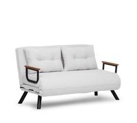 CALICOSY - Canapé lit 2 places convertible en tissu bouclette avec pieds en métal L133 cm - SANDO - Blanc-Blanc